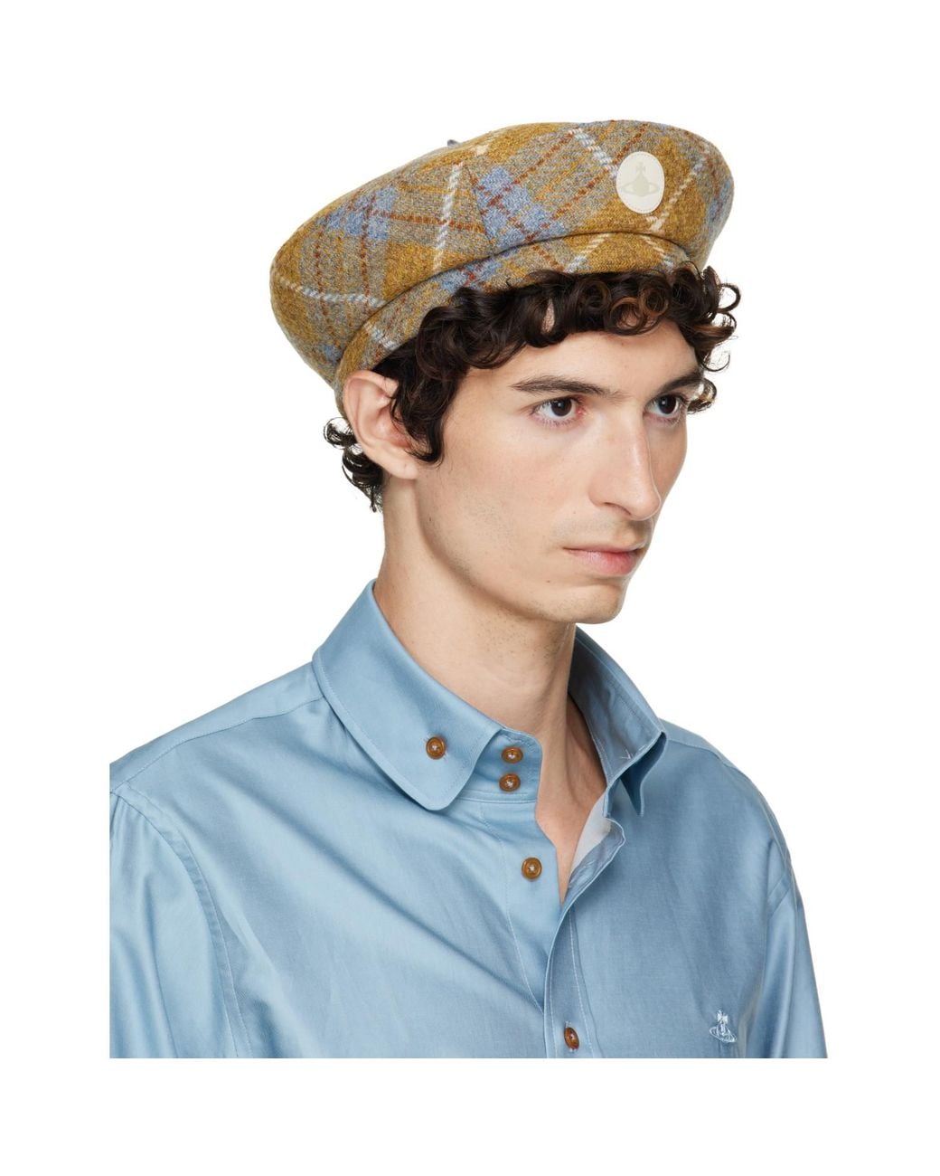 Vivienne Westwood Blue Tartan Beret for men