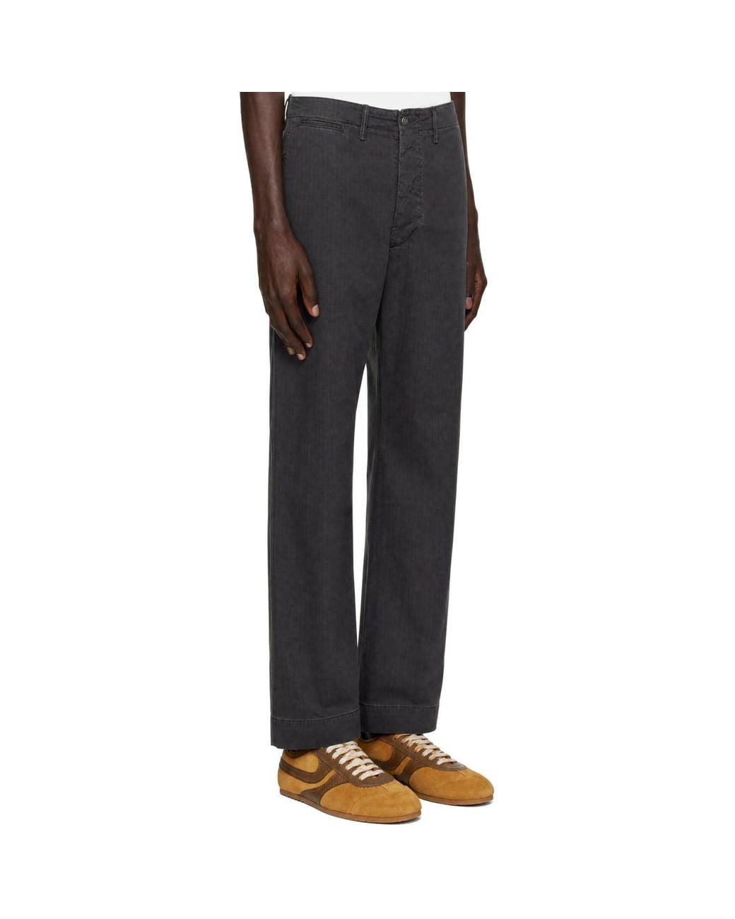 RRL Black Herringbone Cotton Trousers for men