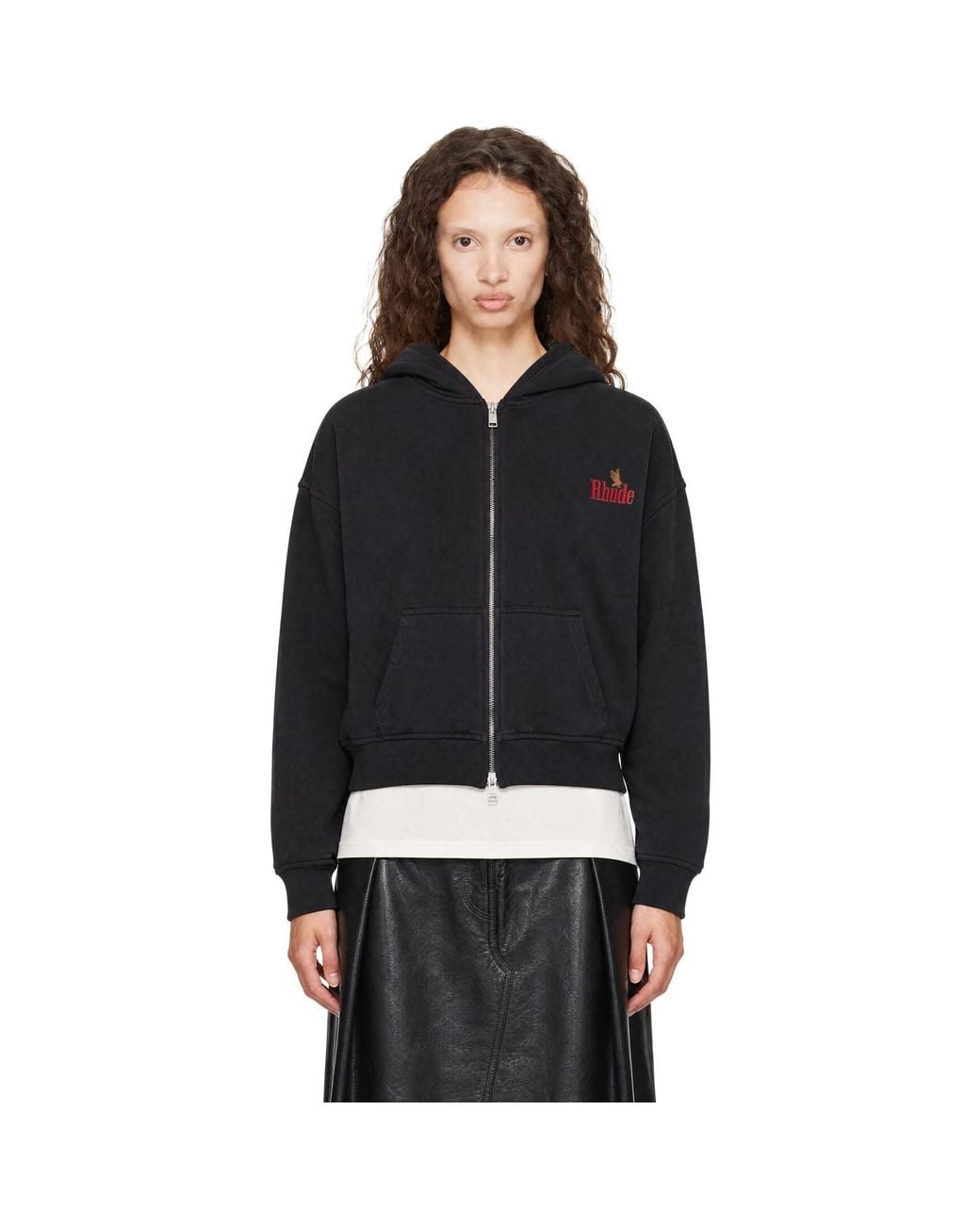 Rhude Black American Spirit' Zip-Up Hoodie