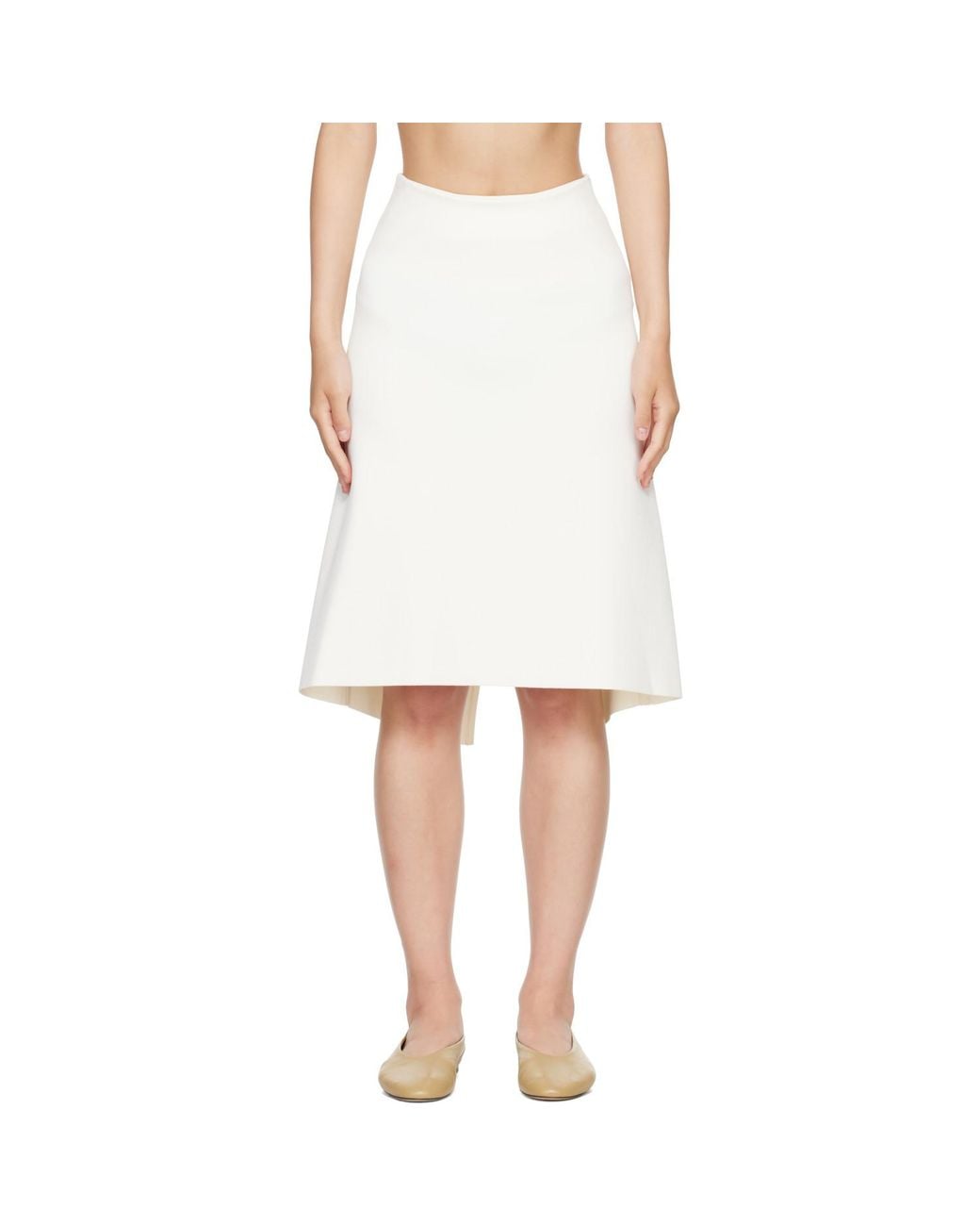 Totême White Dipped Knit Midi Skirt