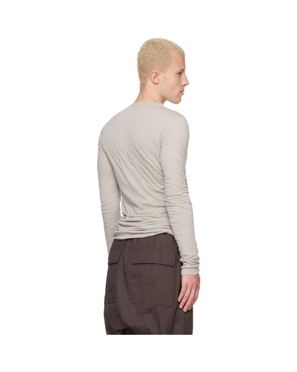 Rick Owens Gray Off- Tower Double Ls T-Shirt for men