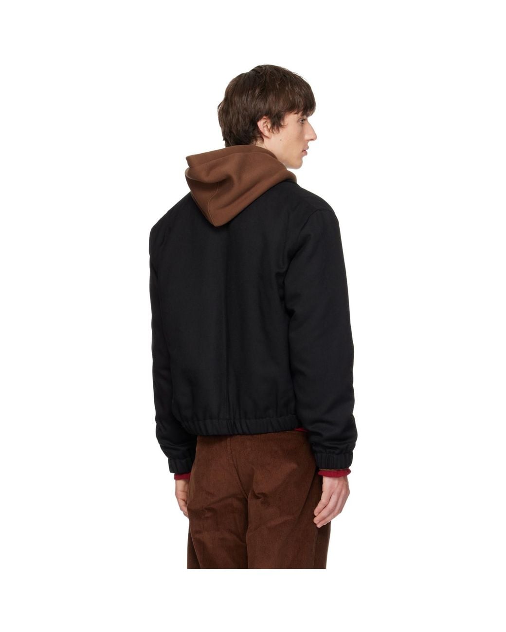 AMI Black Wool Padded Ami De Coeur Jacket for men