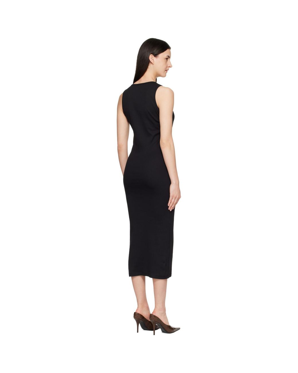 Burberry Black Lace-Up Midi Dress