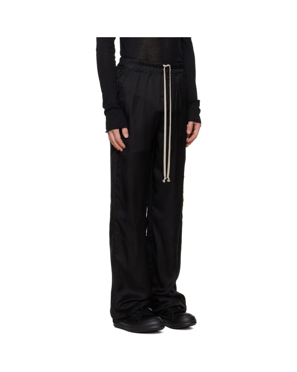 Rick Owens Black Tower Dietrich Drawstring Trousers for men