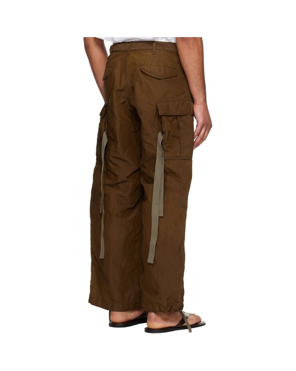 Sacai Brown Treated Nylon Twill Cargo Pants for men