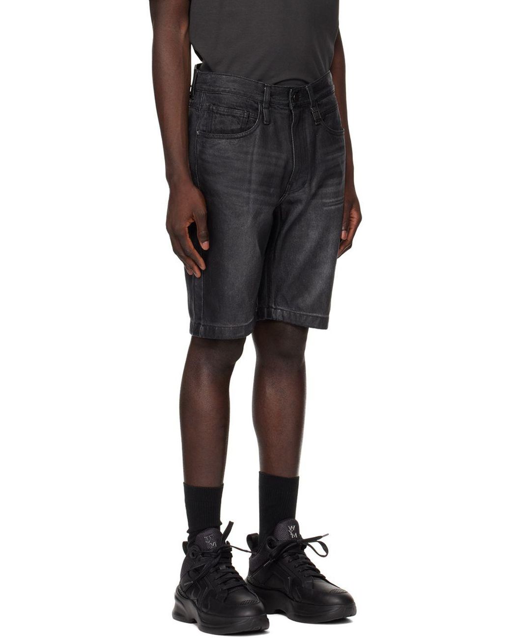 WOOYOUNGMI Black Faded Denim Shorts for Men | Lyst