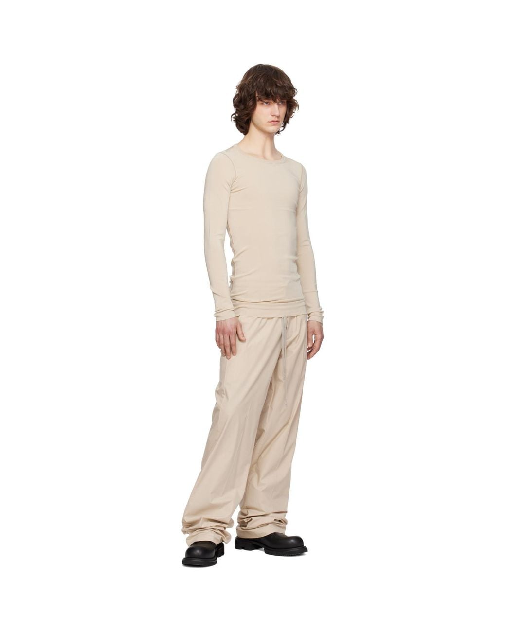 Rick Owens Natural Temple Rib Ls T-Shirt for men