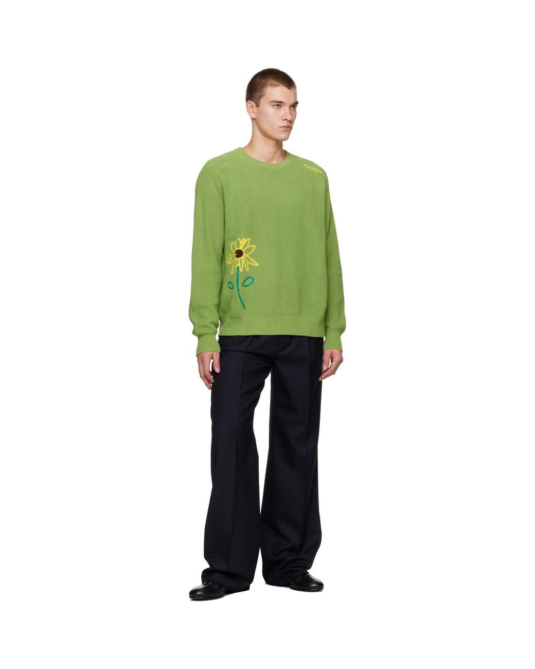 Kidsuper Green Knit 'Flower' Sweater for men