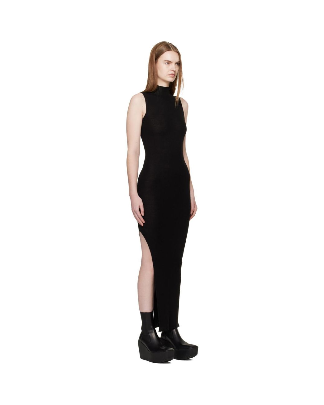 Rick Owens Black Temple Sl Turtle Midi Dress