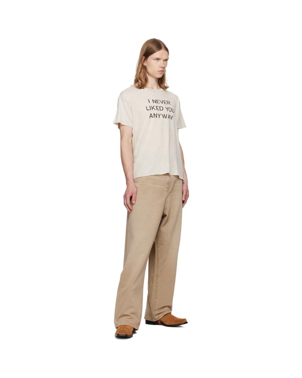 R13 Natural 'I Never Liked You' Boy T-Shirt for men