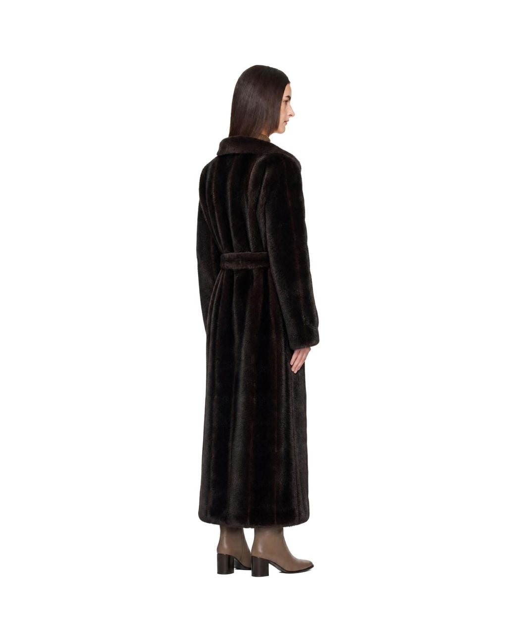 Frankie Shop Black Ravello Faux-Fur Robe Coat