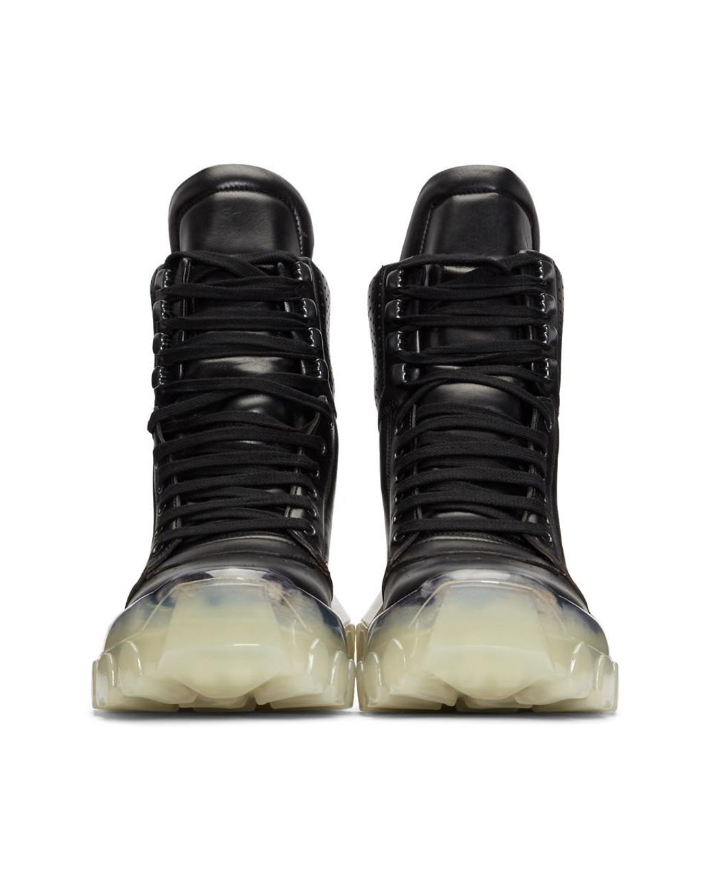 Rick Owens Black Clear Sole Tractor Dunk Boots for Men | Lyst