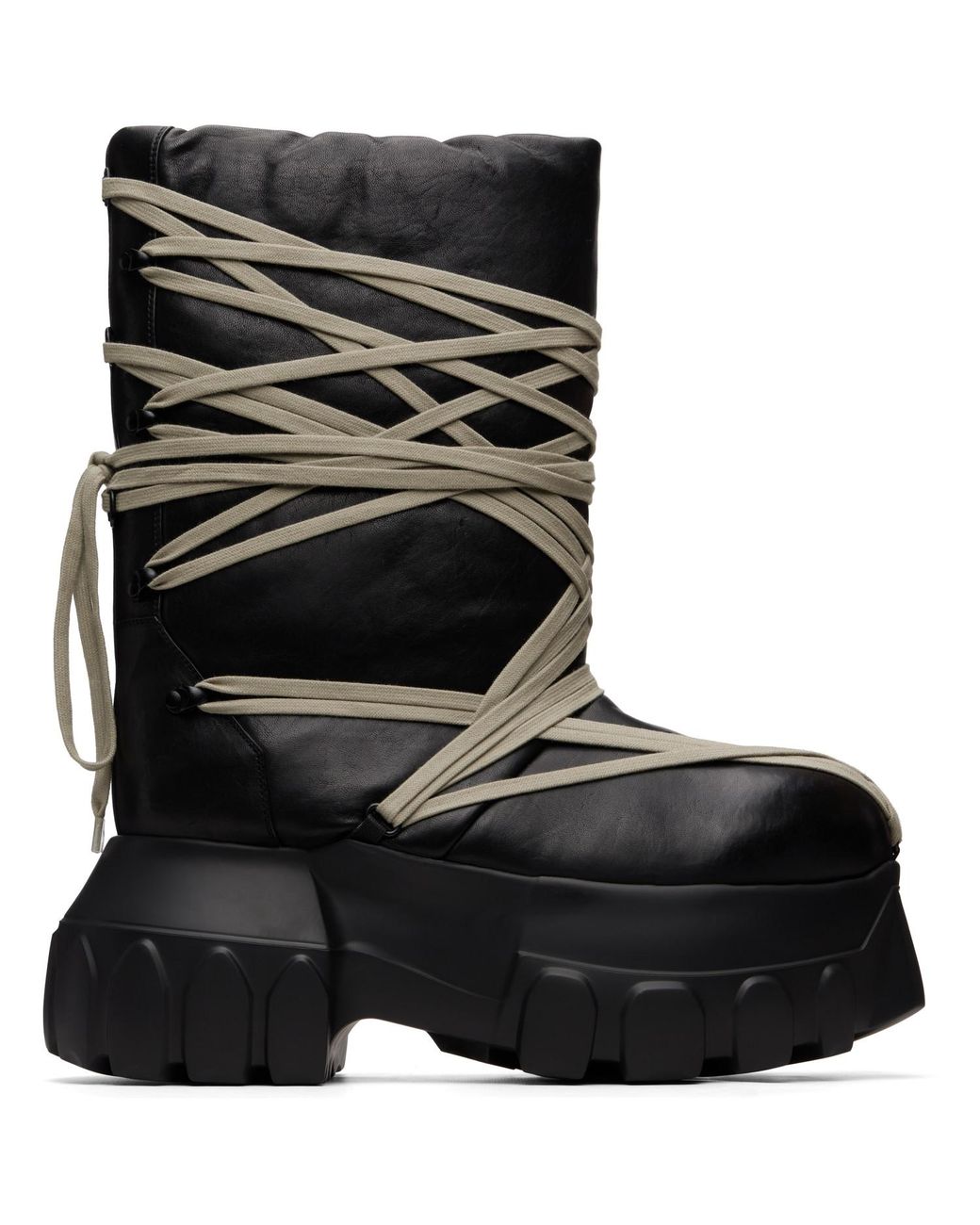 Rick Owens Black Tower Megalace Tractor Boots for men