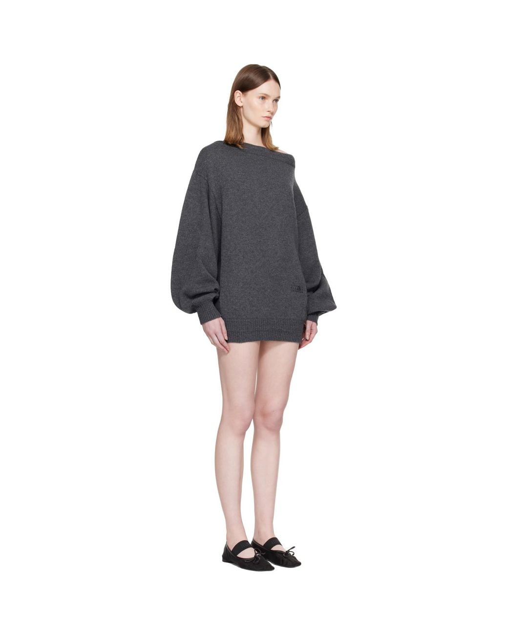 MM6 by Maison Margiela Black Off-Shoulder Knit Minidress
