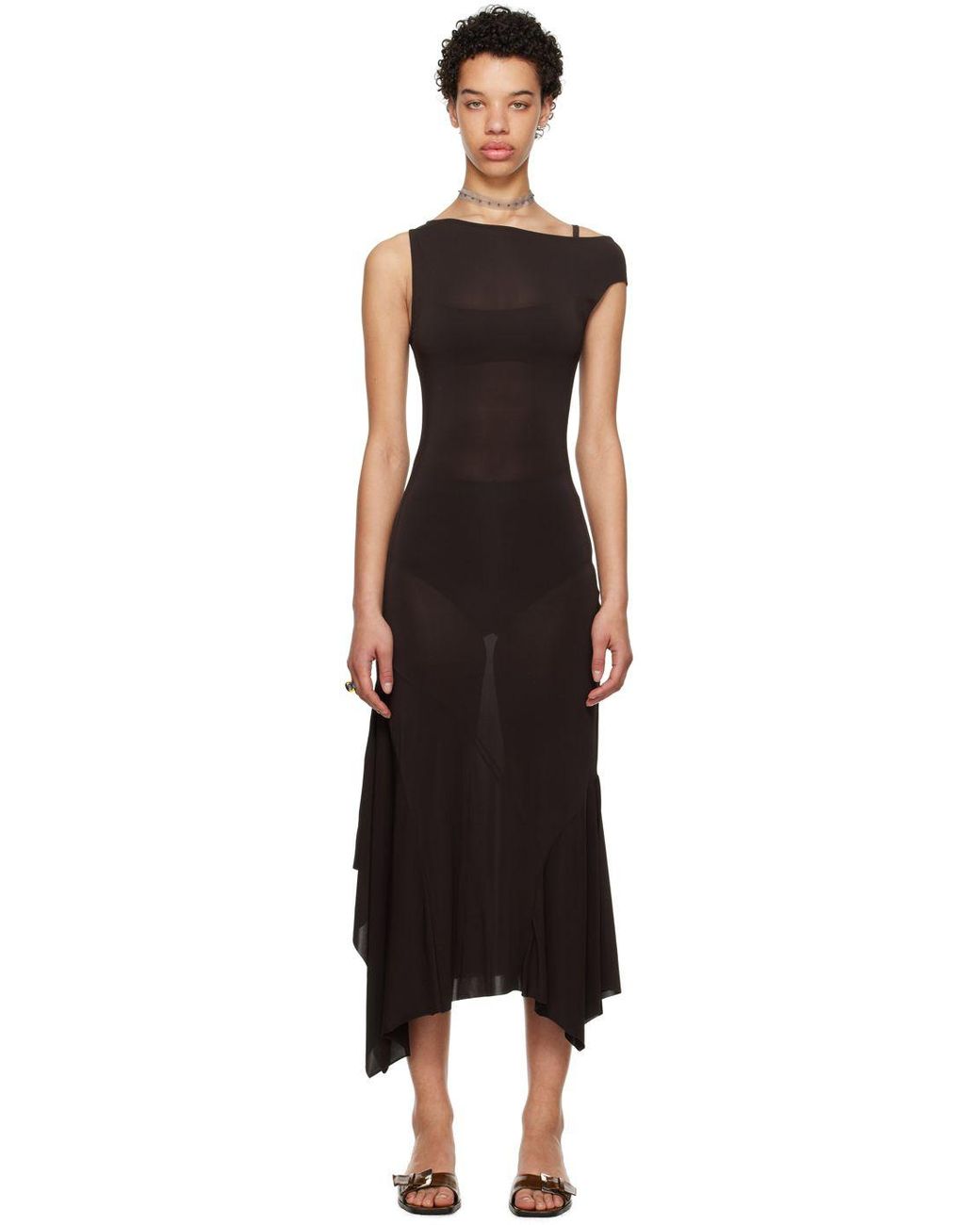 Paloma Wool Brown Yausi Midi Dress in Black | Lyst