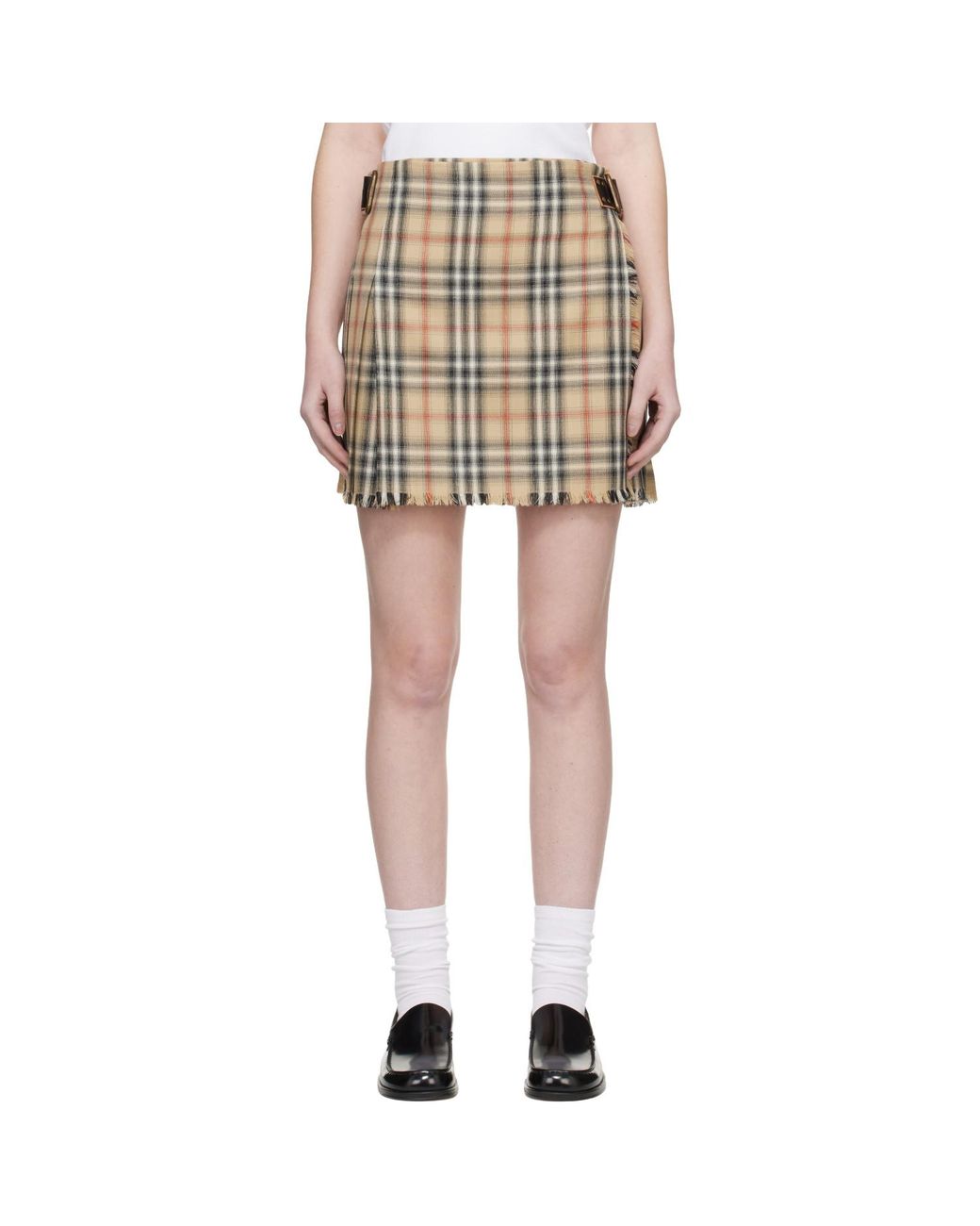 Burberry Black Check Wool Mini Kilt Miniskirt