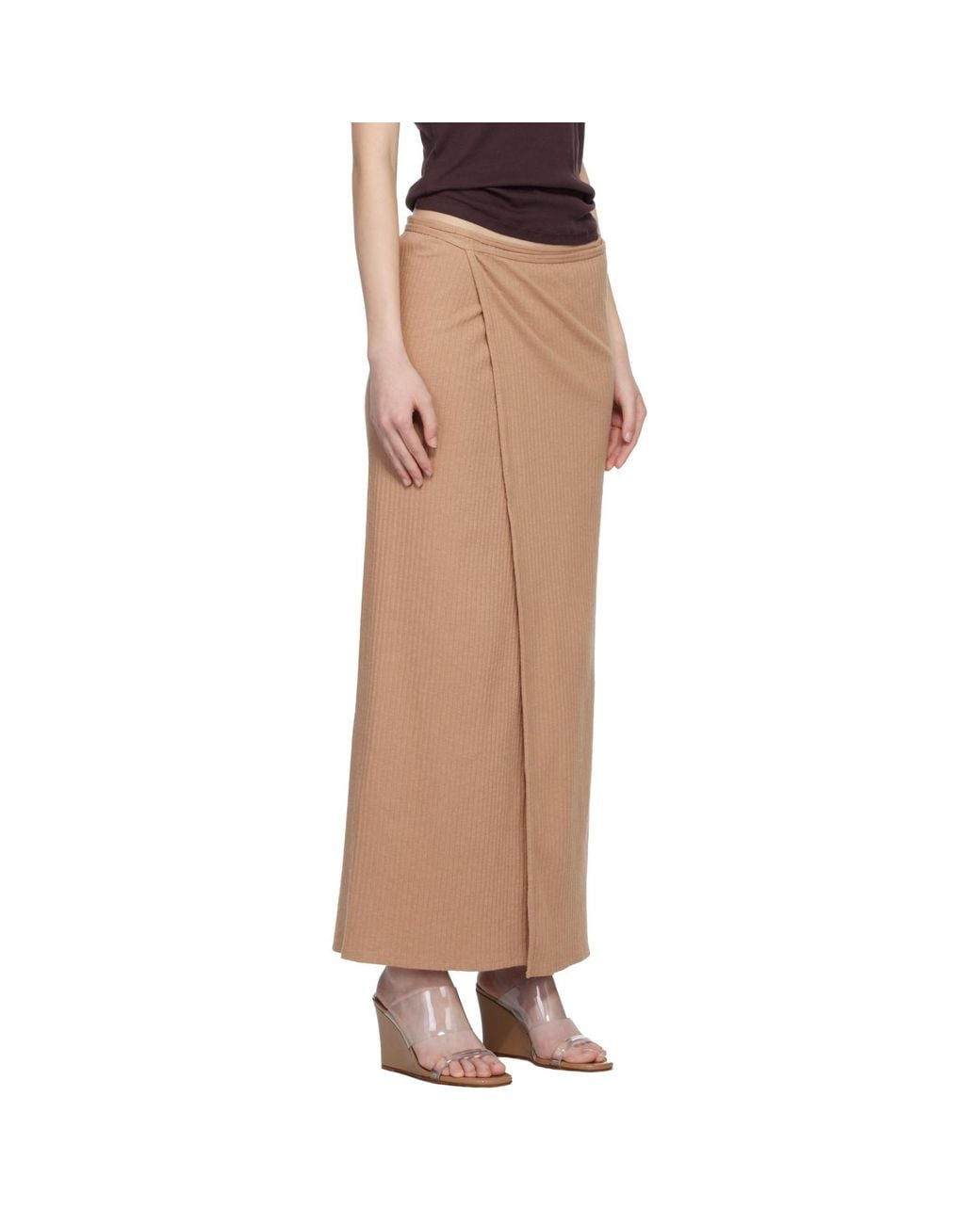 Baserange Black Tan Organic Cotton Fleece Brig Maxi Skirt