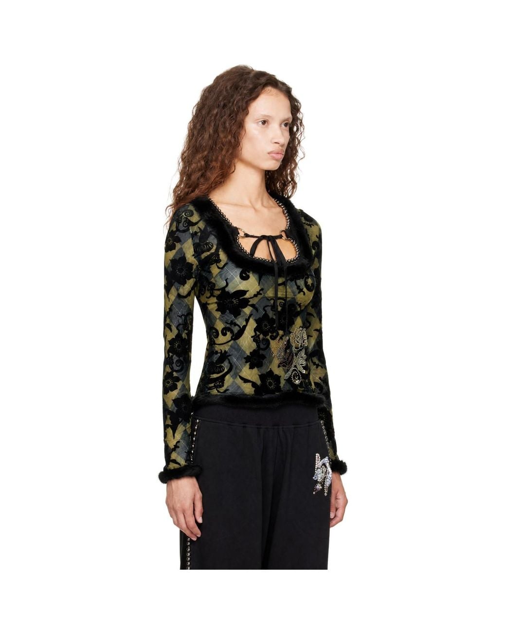 Chopova Lowena Black Dew Sweeper Mesh Blouse