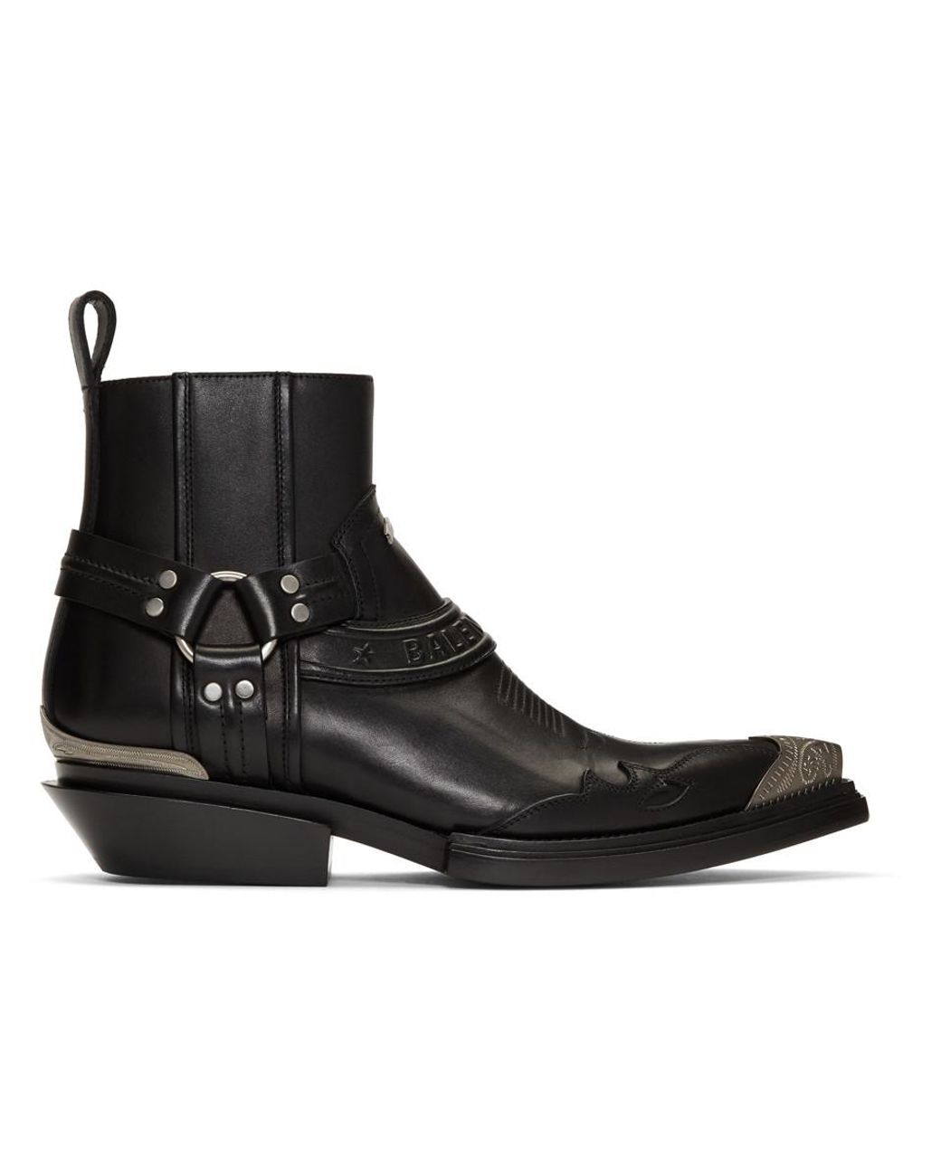 Balenciaga Santiag Western Leather Boots in Black for Men Lyst UK
