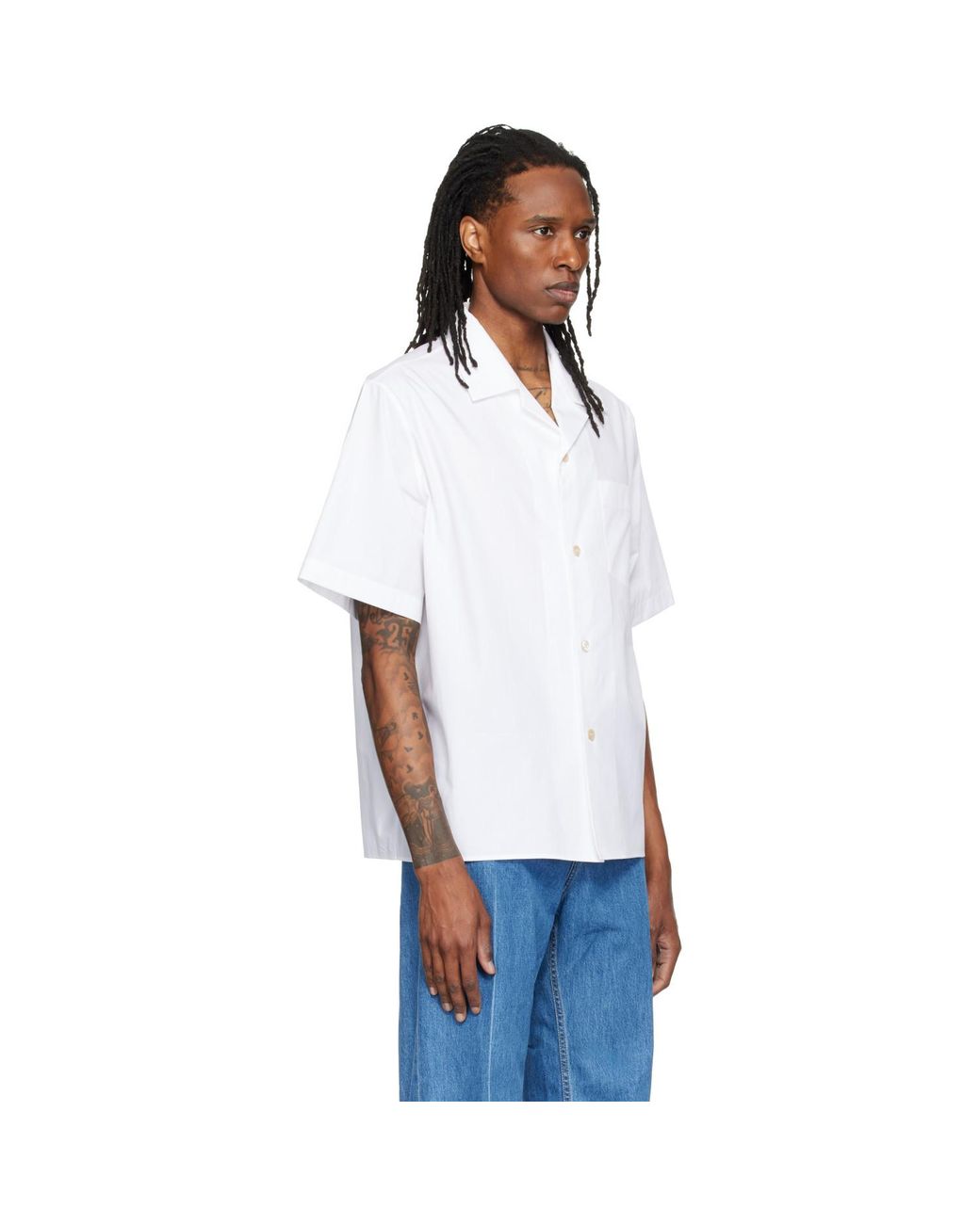 Valentino White Short Sleeve Cotton Poplin Shirt for men
