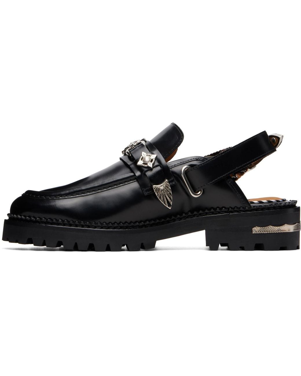 Toga Black Metal Mule Loafers
