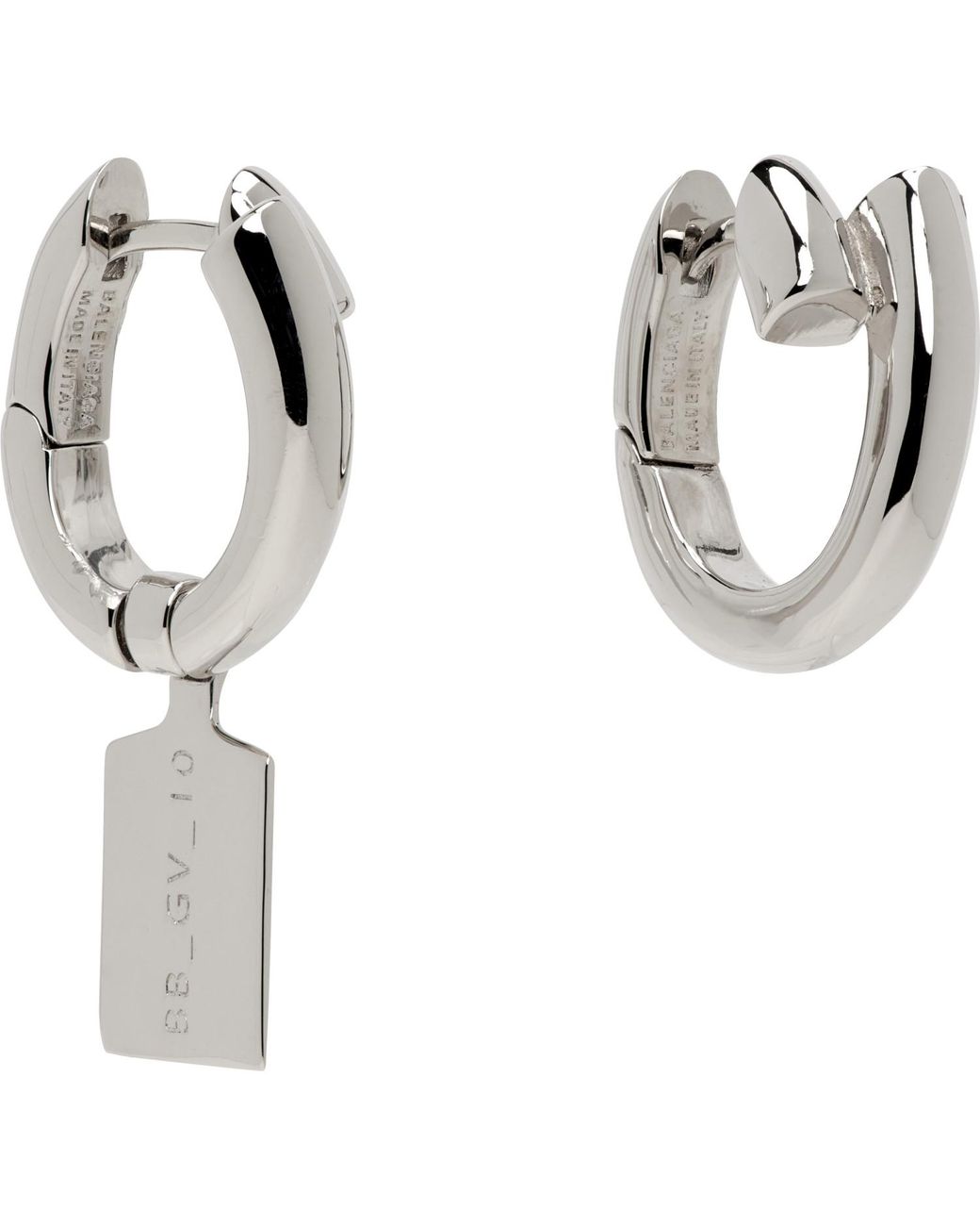 Balenciaga Metallic Saint-Germain Tag Earrings for men