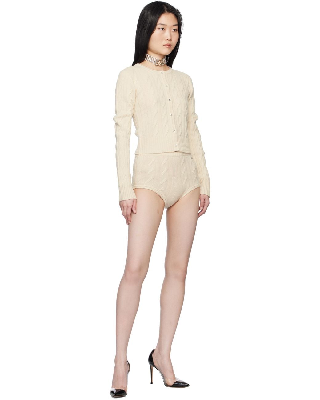 Blumarine Multicolor Off- Braid Cable Knit Shorts