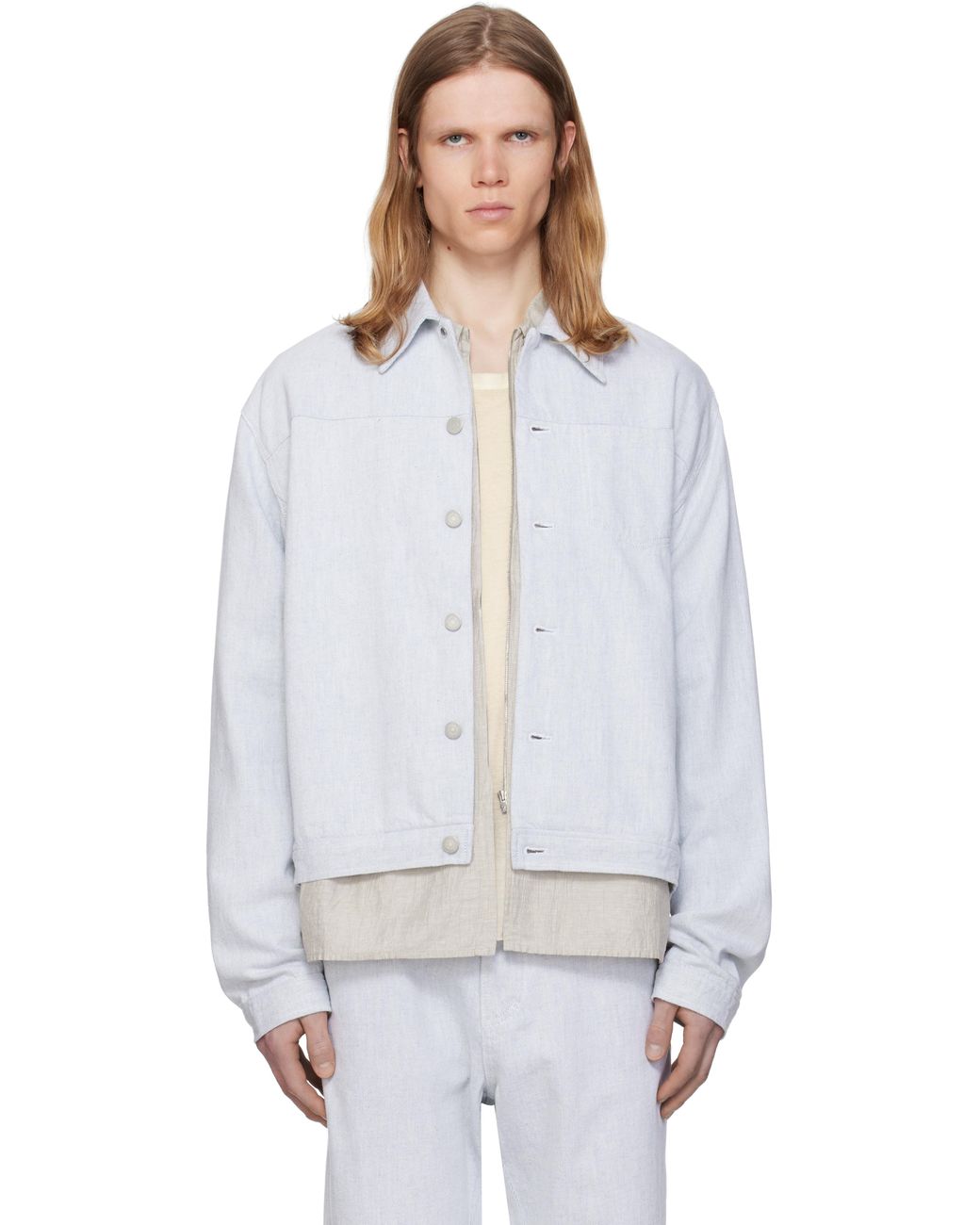 Post Archive Faction PAF 8.0 Right Denim Jacket in White for Men