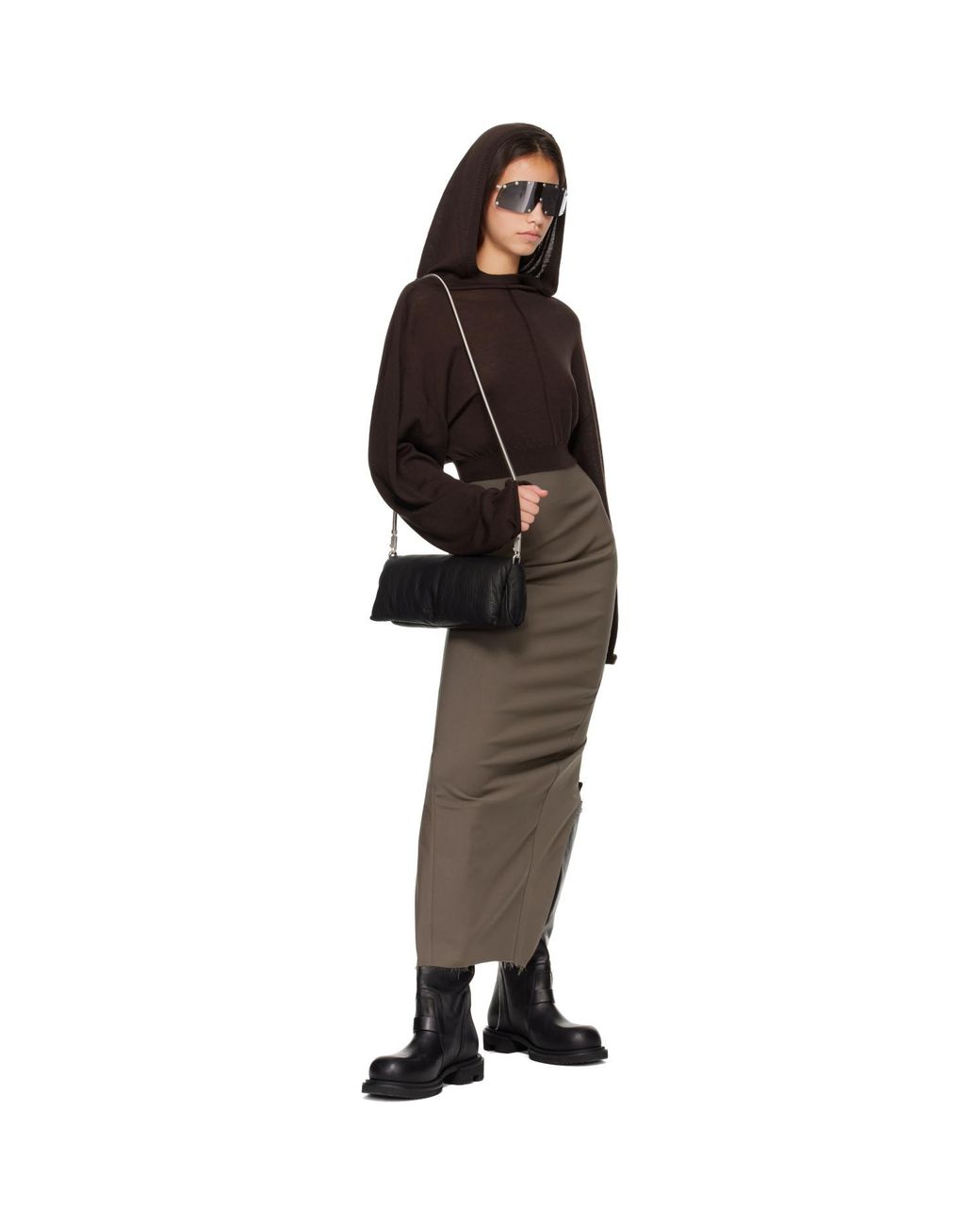 Rick Owens Black Tower Tumbled Lamb Clutch