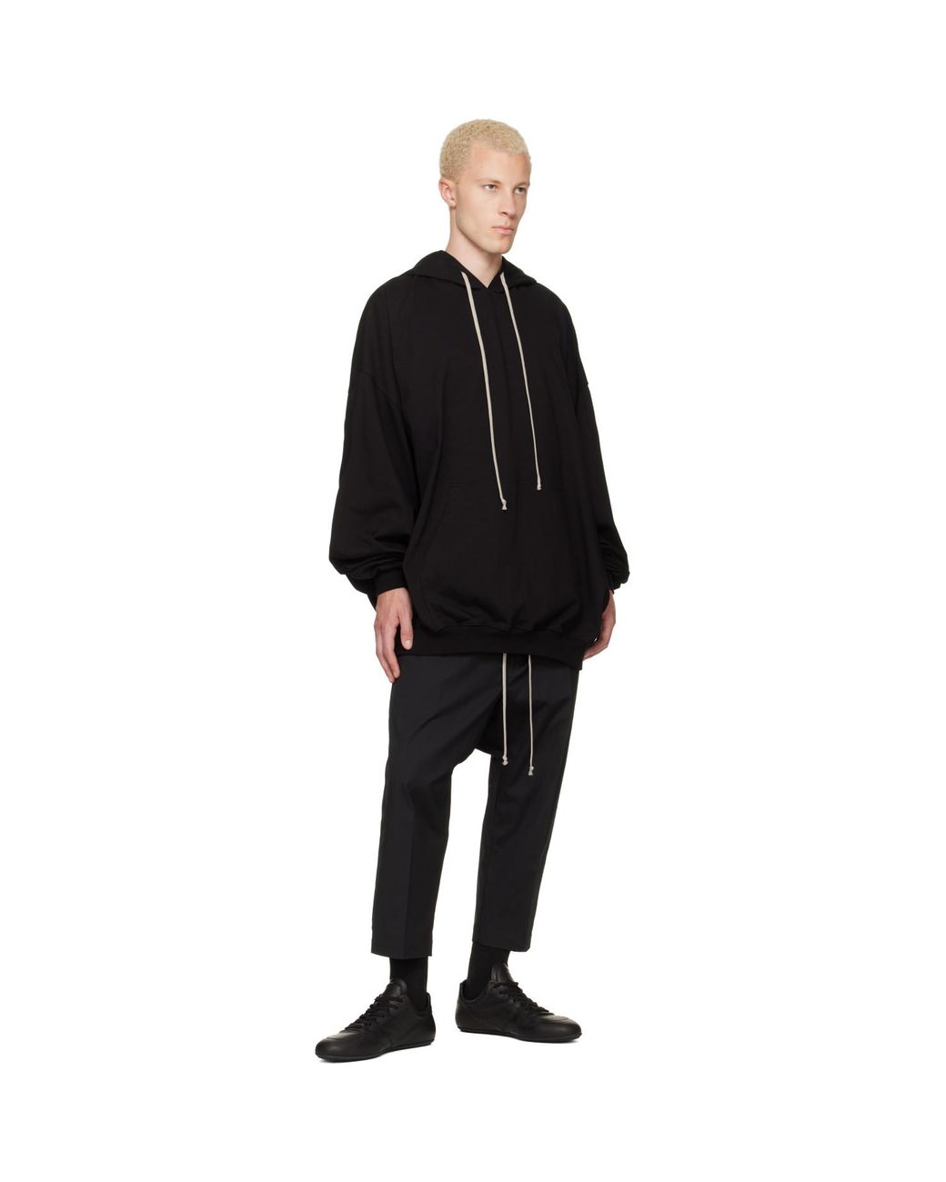 Rick Owens Black Tower Drawstring Cropped Trousers for men