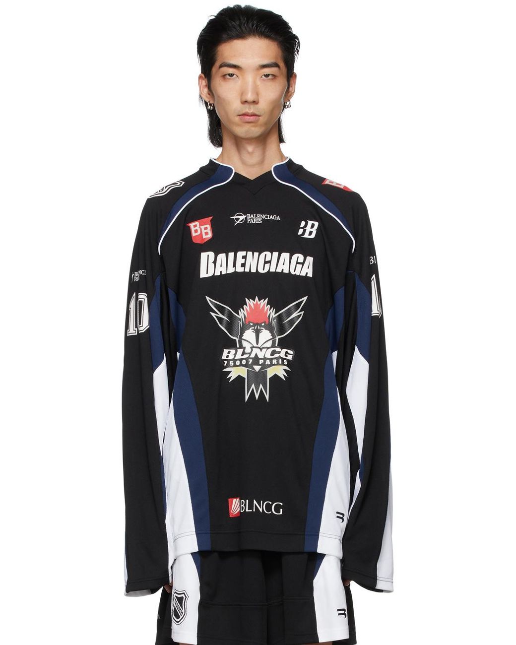 blok Snel Microcomputer Balenciaga Hockey Long Sleeve T-shirt in Black for Men | Lyst Canada