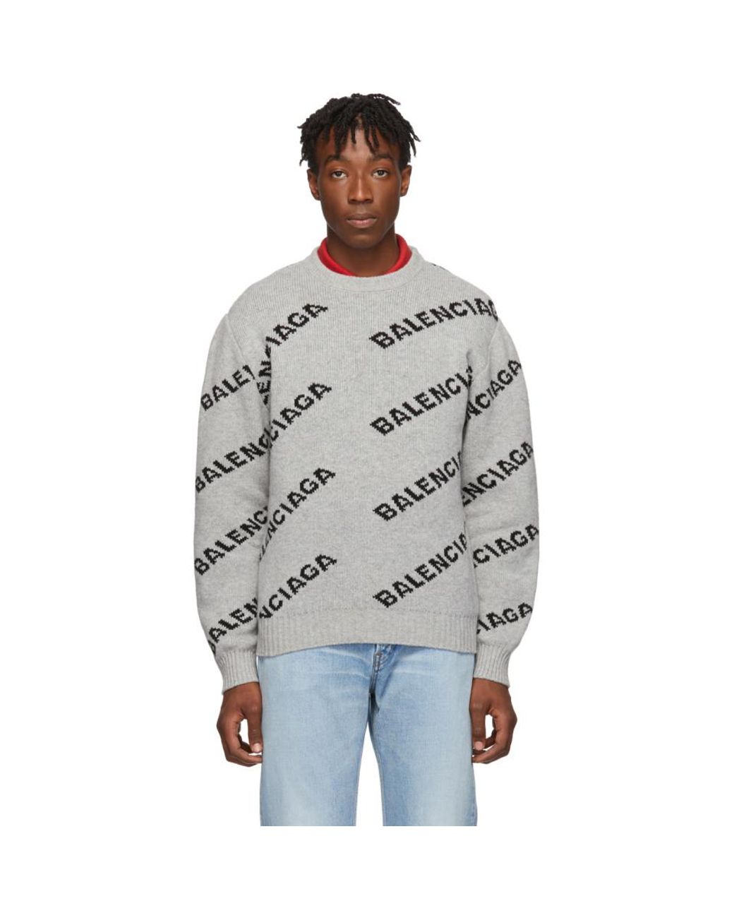 balenciaga logo sweater grey