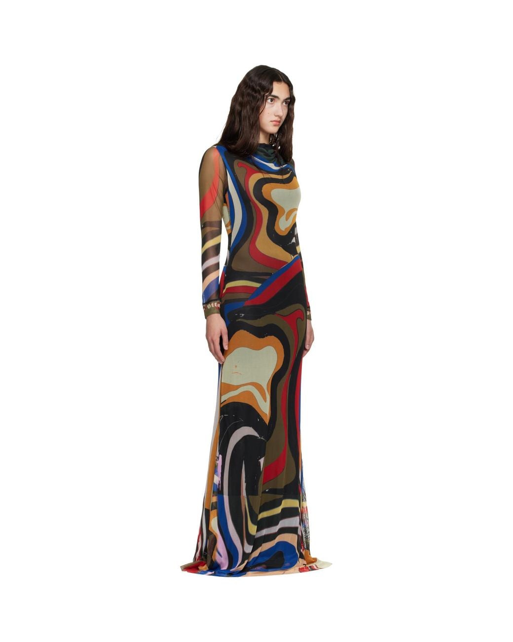 OTTOLINGER Black Mesh Longsleeve Maxi Dress