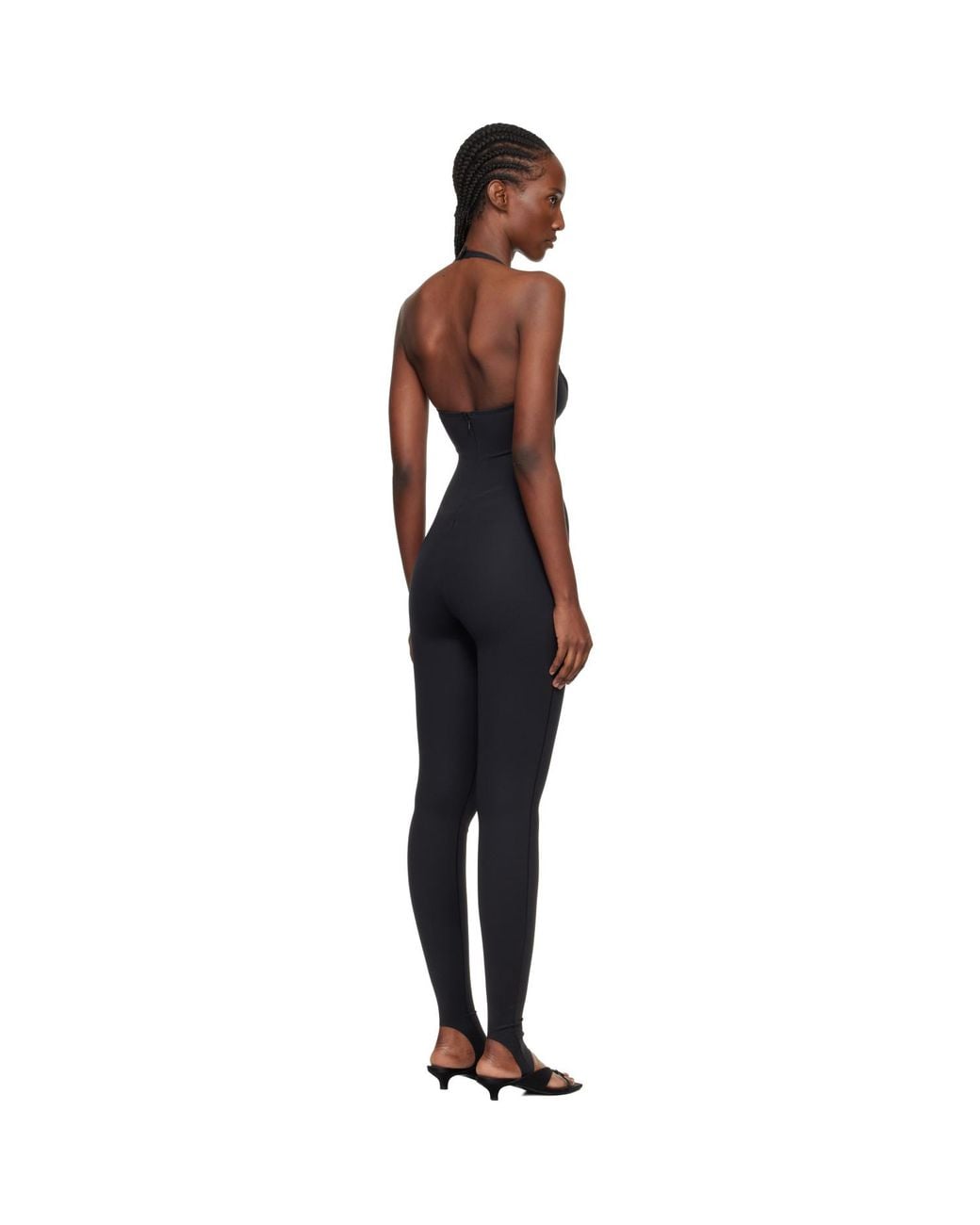 Skims Black Body Halter Stirrup Unitard