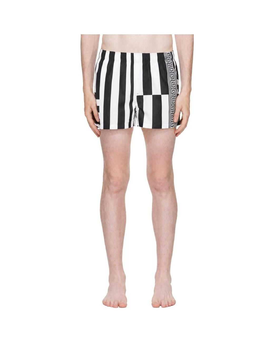 Versace Black Printed Swim Shorts for men