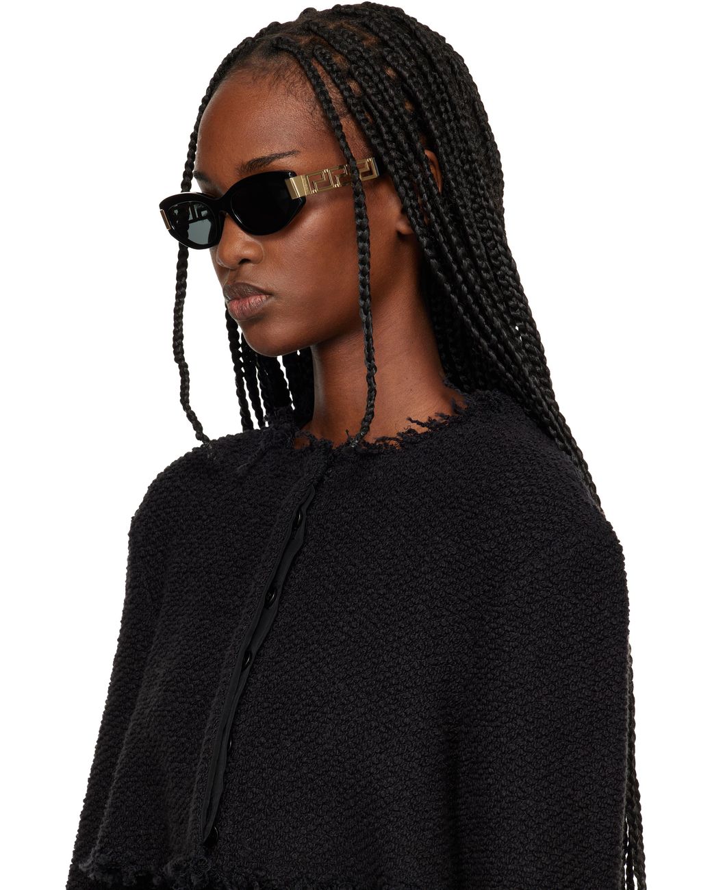 Versace Black Greca Cat-Eye Sunglasses