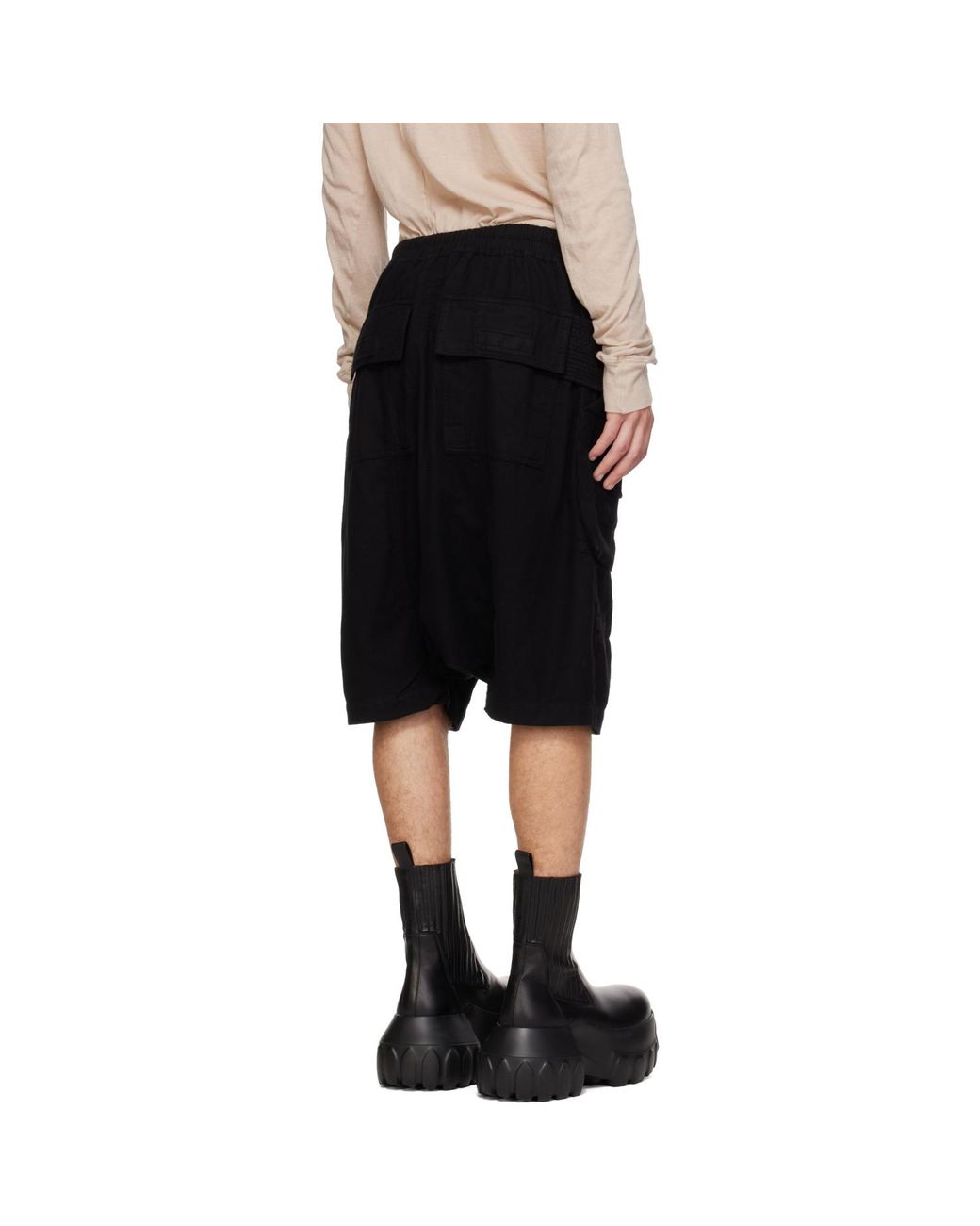 Rick Owens Black Tower Creatch Cargo Pods Shorts for men