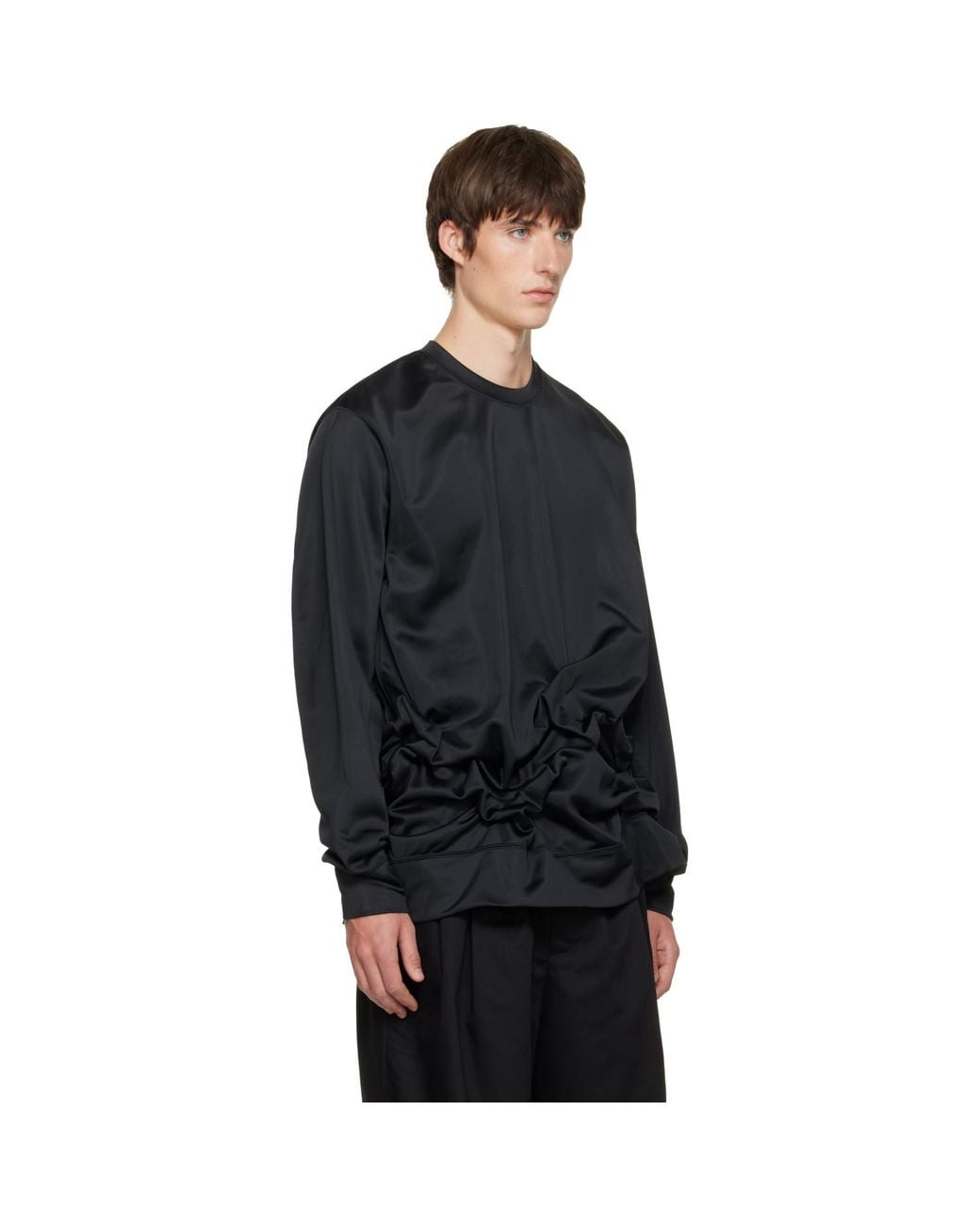 Comme des Garçons Black Gathered Jersey Long Sleeve T-Shirt for men