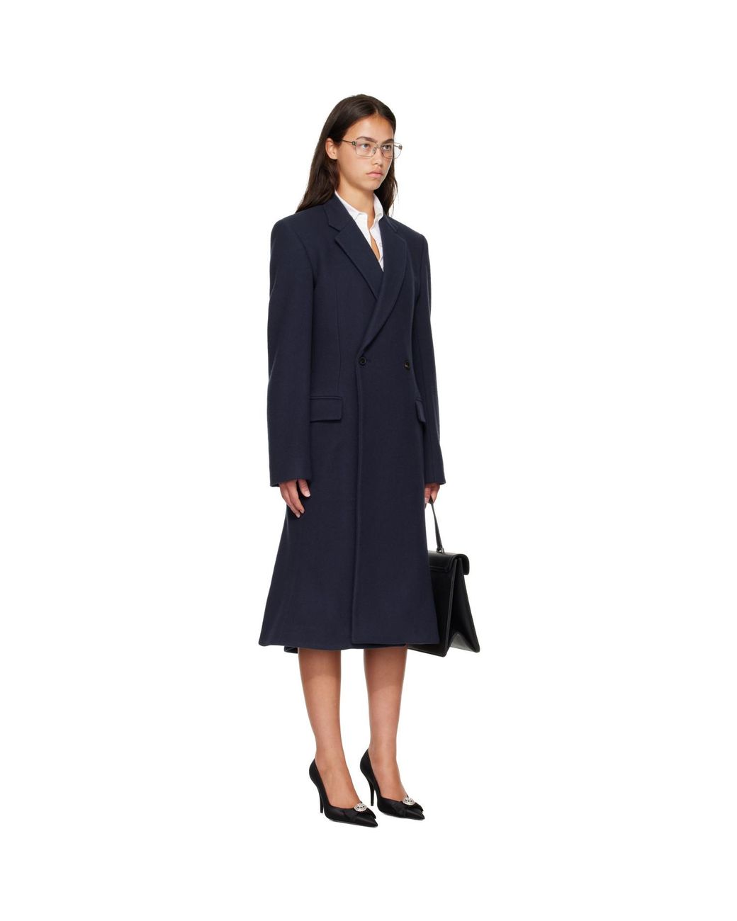 Balenciaga Blue Godet Midi Coat