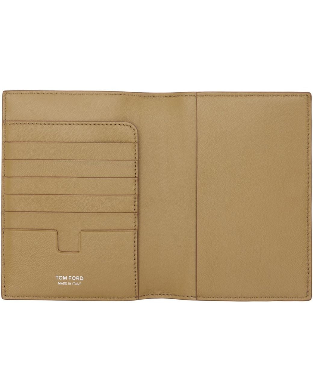 Tom Ford Natural Tan Shiny Croc 'T Line' Passport Holder for men
