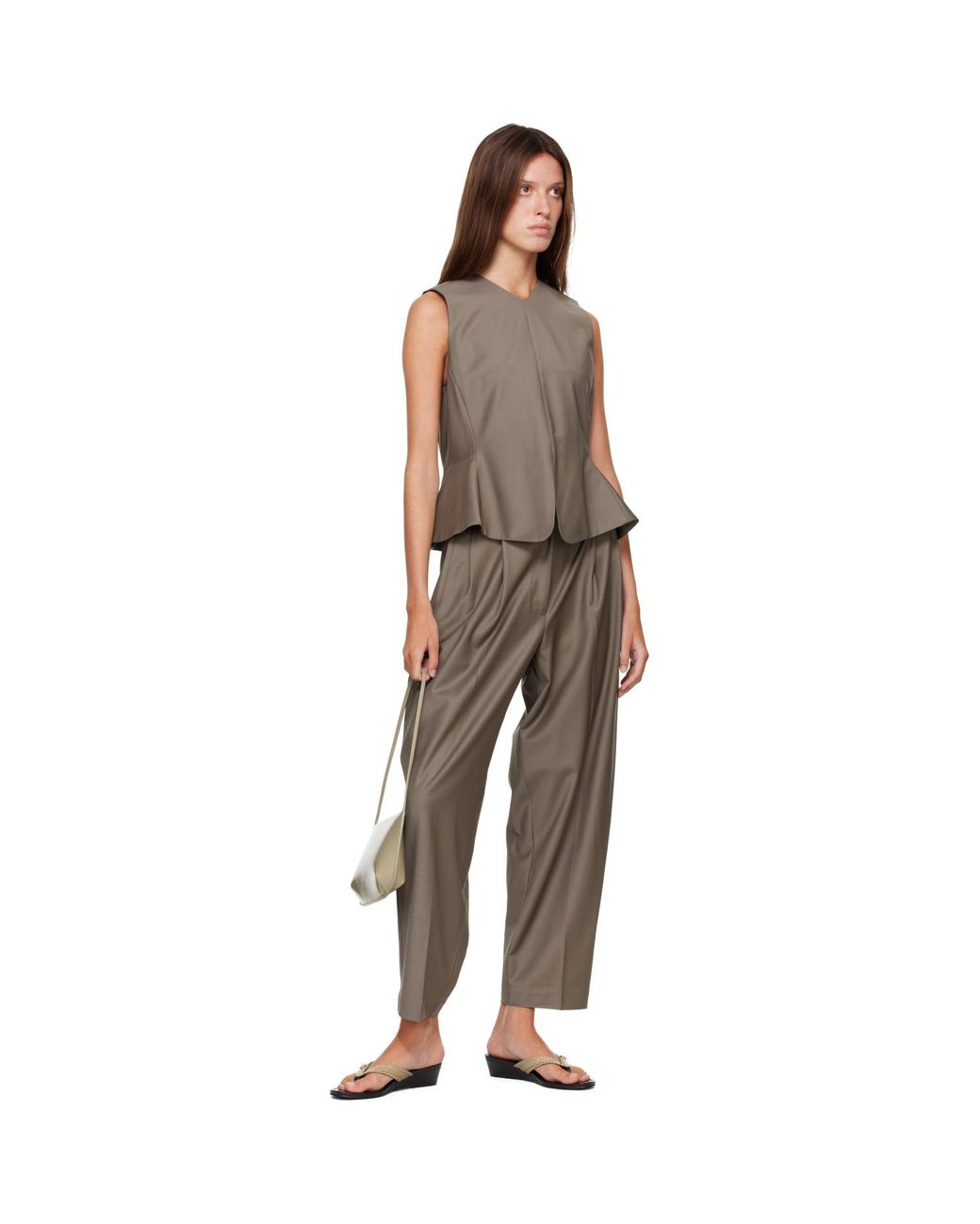 Cordera Brown Tailored Peplum Top