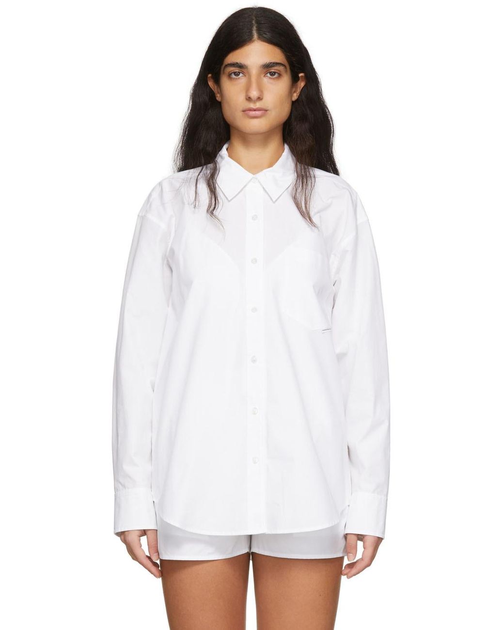 T By Alexander Wang Cotton Boyfriend Shirt in White Lyst