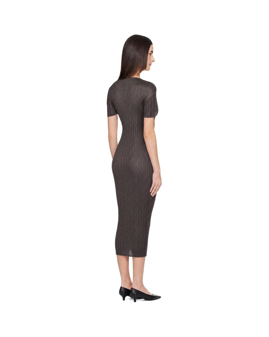 Pleats Please Issey Miyake Black Monthly Colors August Midi Dress