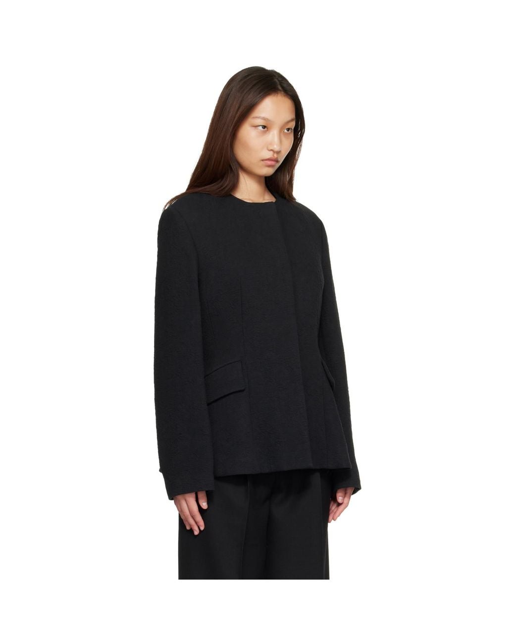 Totême Black Jacquard Cotton Blazer