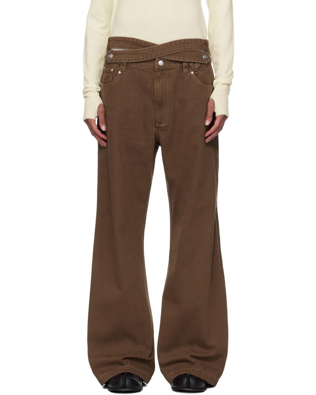 NULLUS Whale Fin Snap-On Jeans in Brown for Men | Lyst