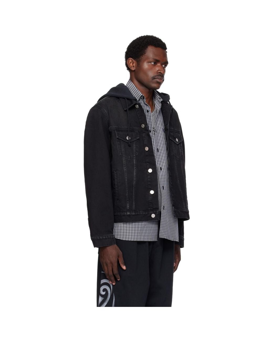 Vetements Black Detachable Hood Denim Jacket for men
