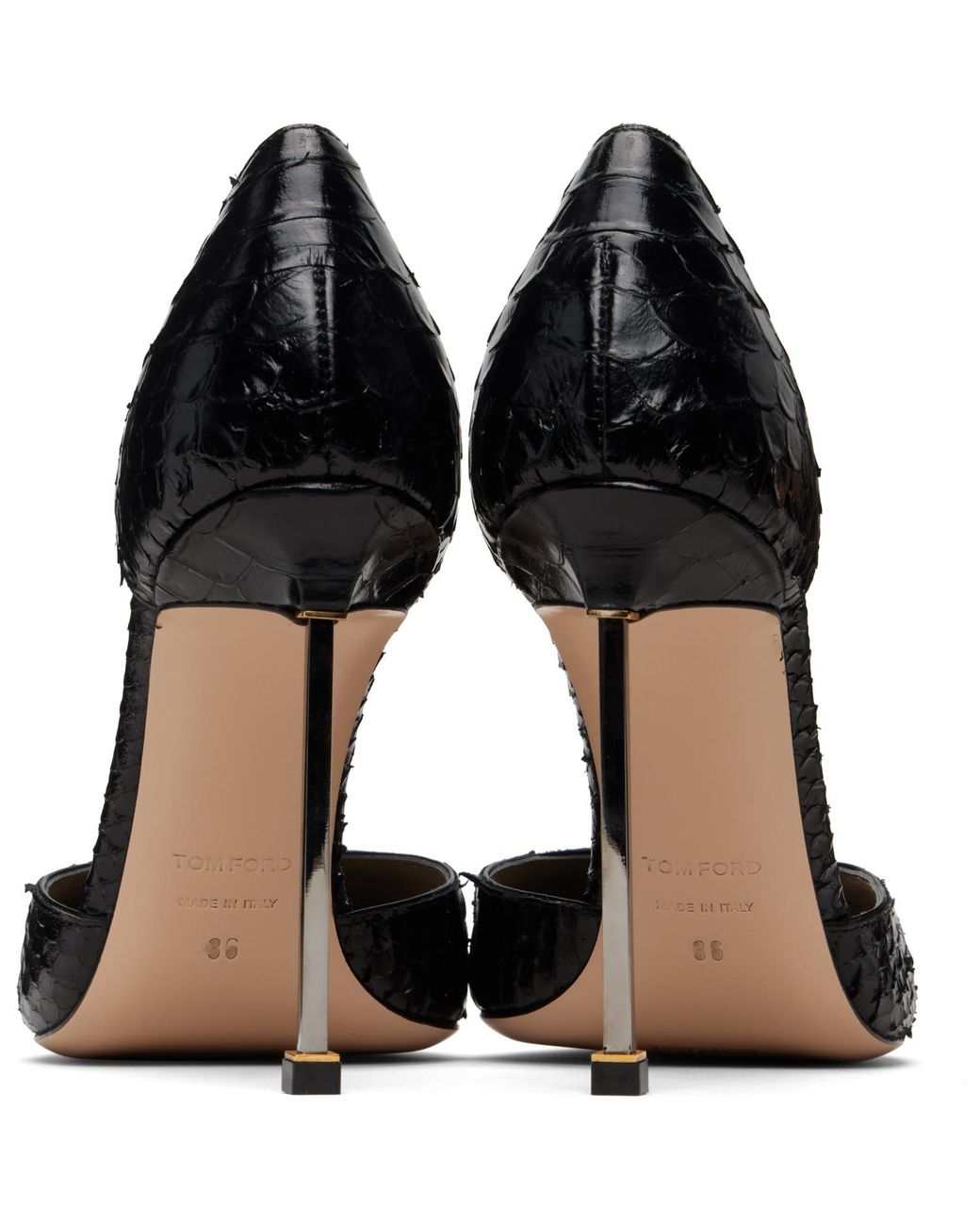 Tom Ford Black Semi Shiny Printed Python Spire D'Orsay Heels