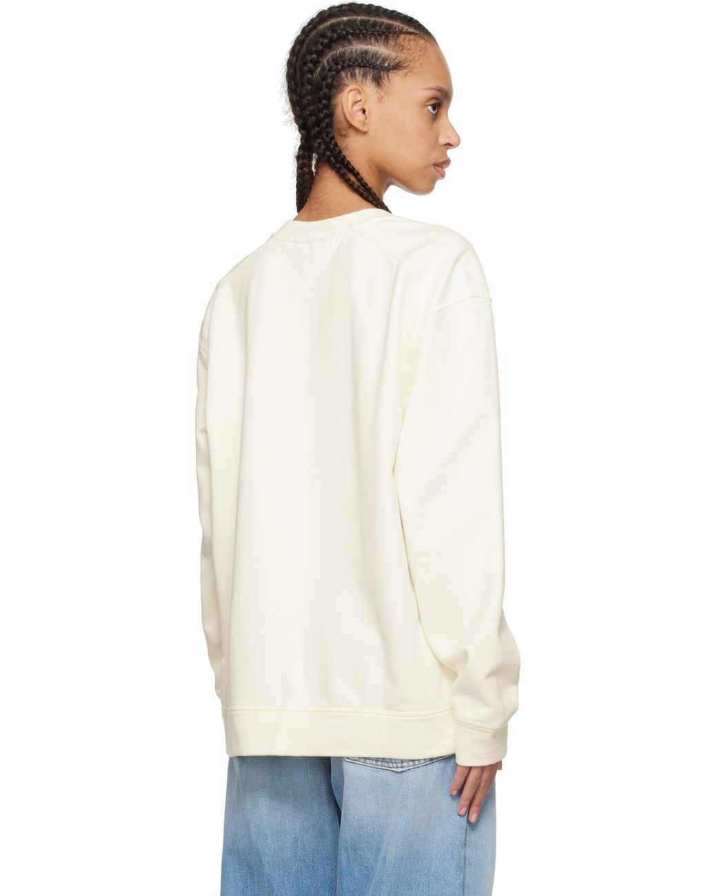 Ganni Off- Isoli Kittens Drop Shoulder Sweatshirt in White