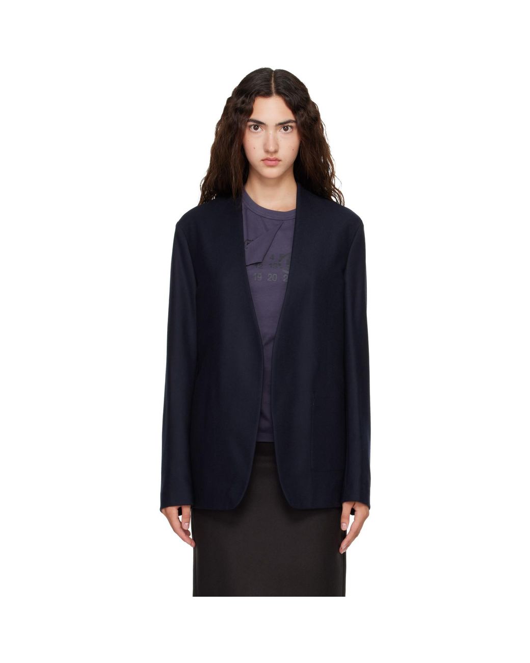 Maison Margiela Blue Minimal Virgin Wool Blazer