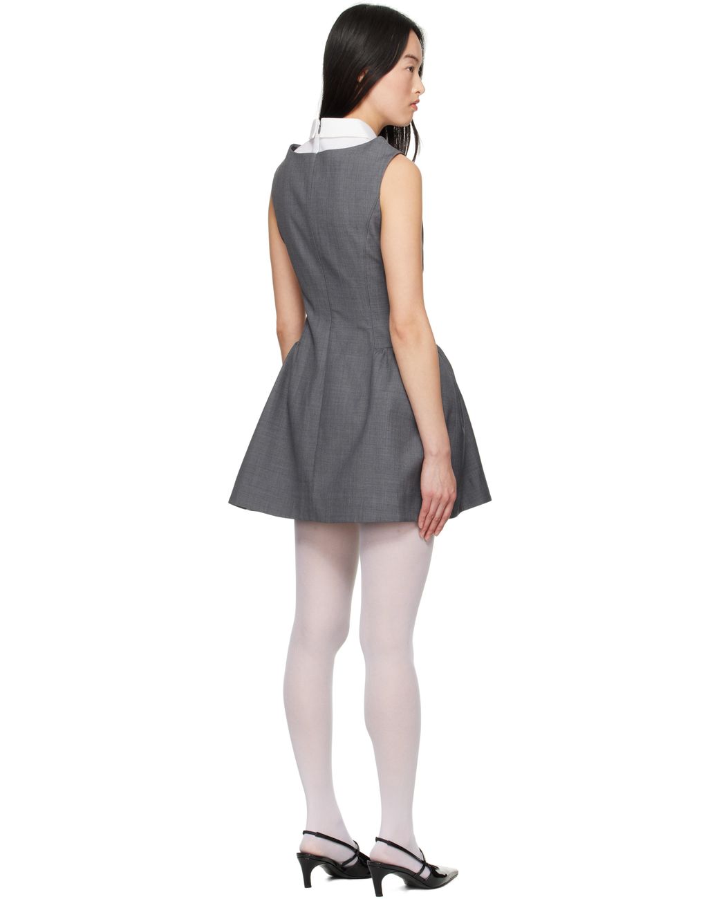 【Shushu Tong】Shirtneck Patchwork ノースリーブ ワンピース Shushu/Tongのグレー Shirtneck Patchwork ノースリーブ ミニ